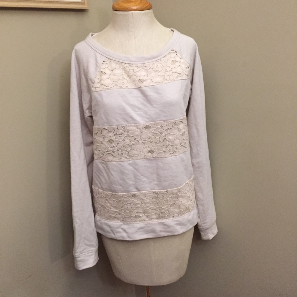 LC Lauren Conrad lace sweatshirt cream M S